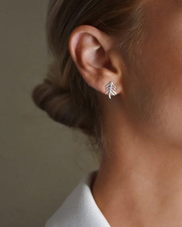 Autumn Leaf drop studs silver
