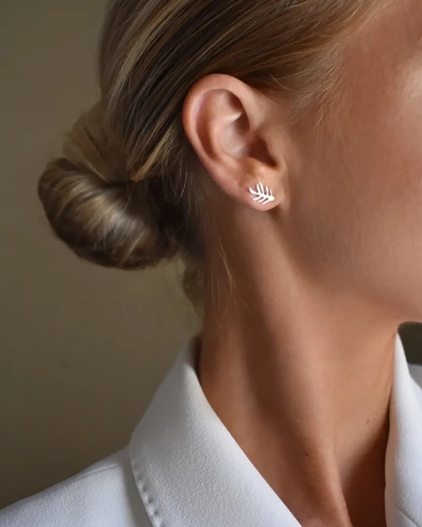 Autumn Leaf drop studs silver