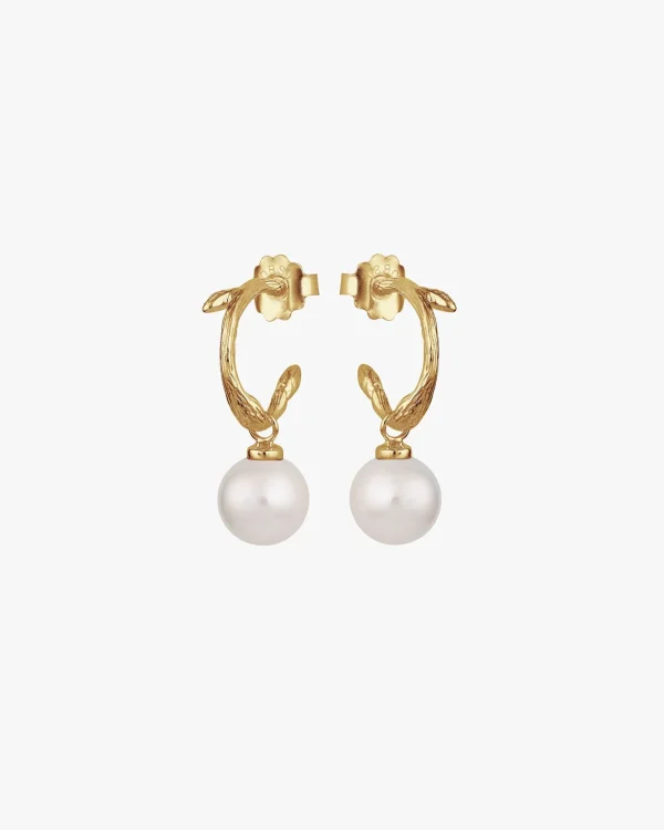 Branch pearl hoops gold