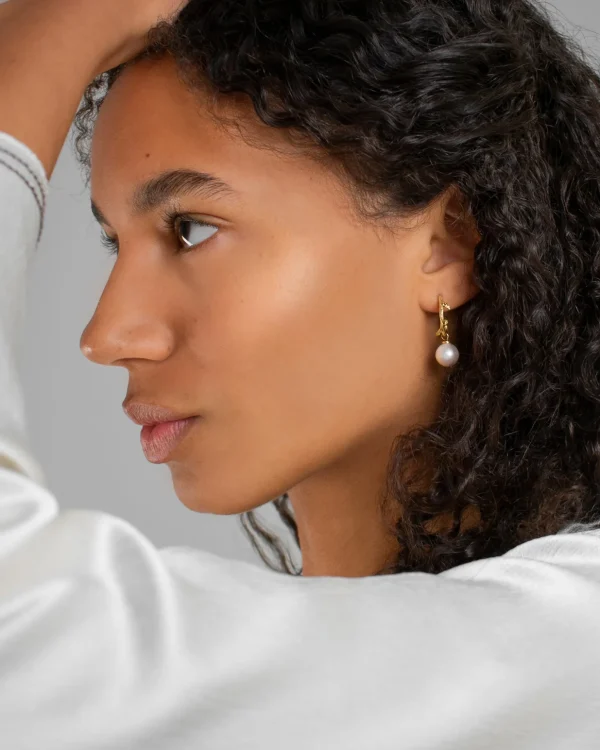 Branch pearl hoops gold