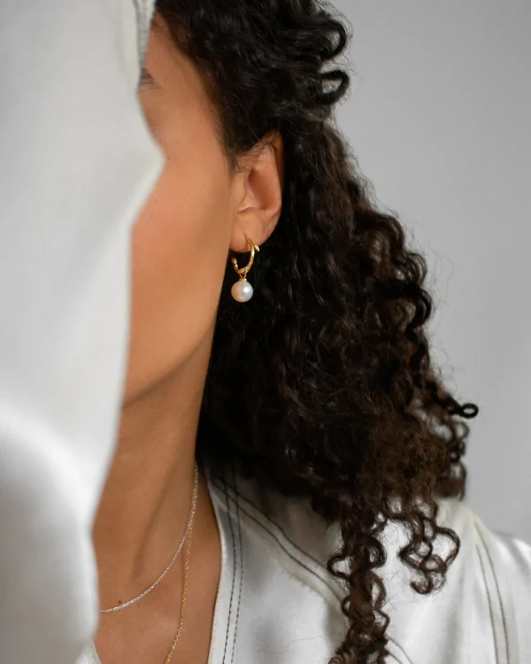 Branch pearl hoops gold