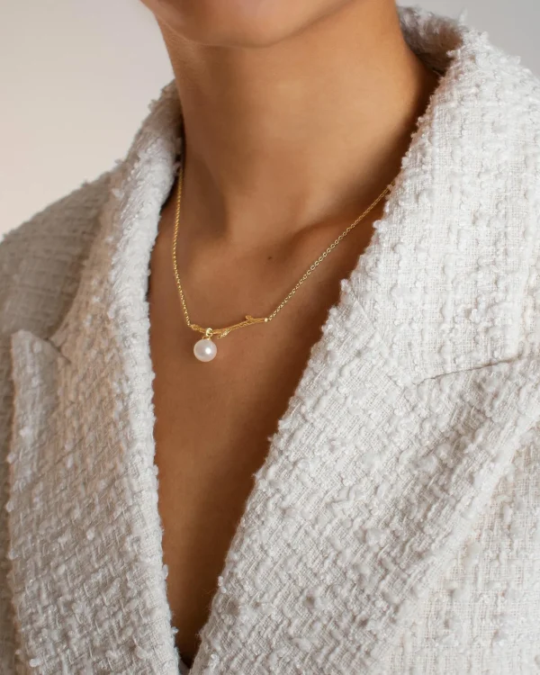 Branch pearl necklace gold