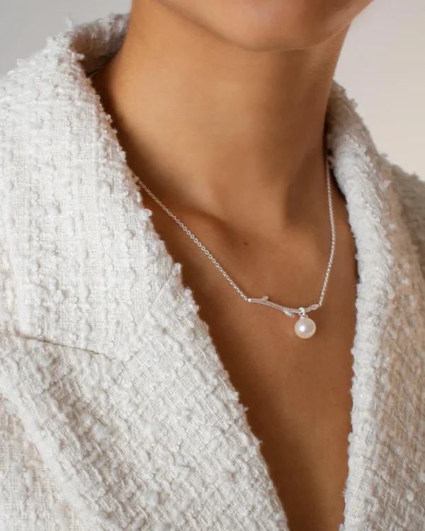 Branch pearl necklace silver