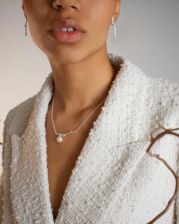 Branch pearl necklace silver