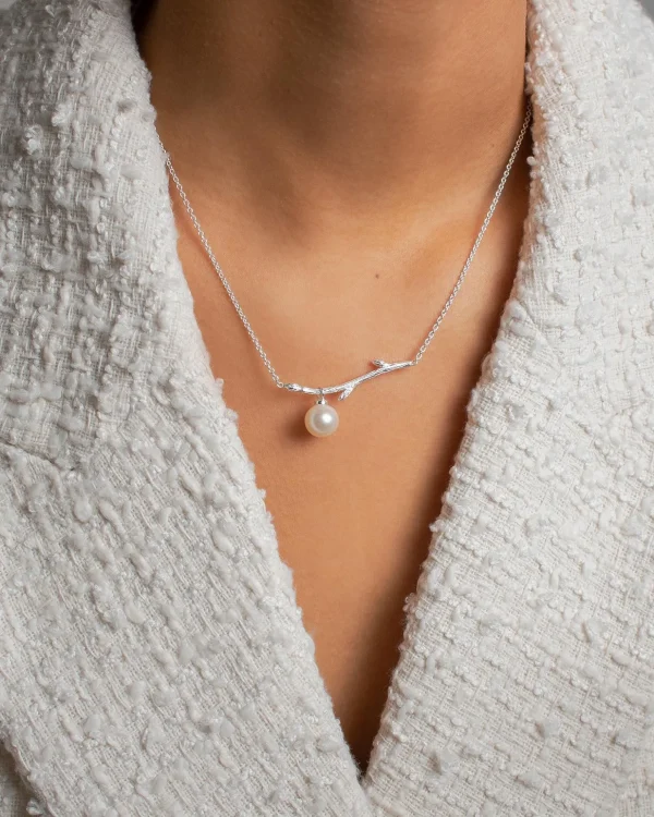 Branch pearl necklace silver