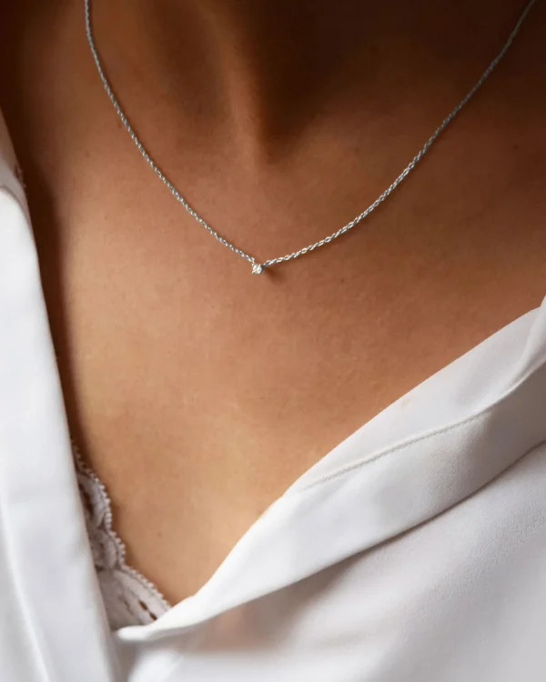 Diamond Sky drop necklace silver