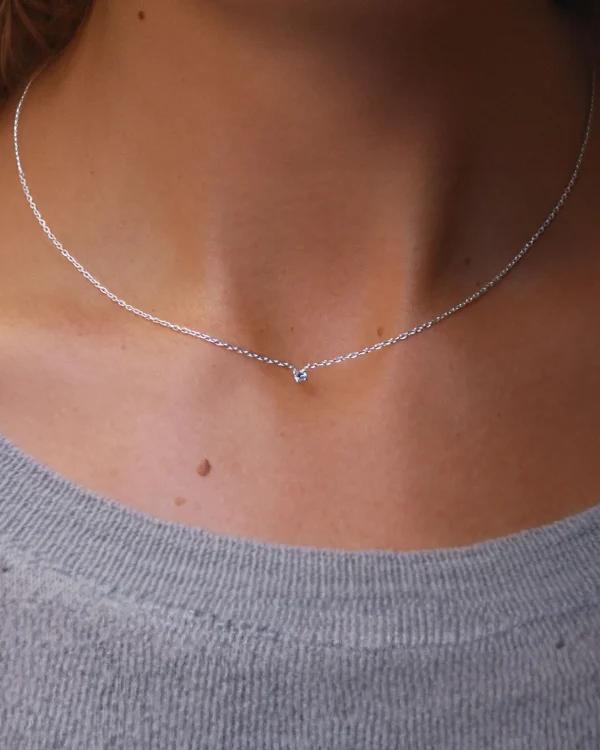 Diamond Sky drop necklace silver