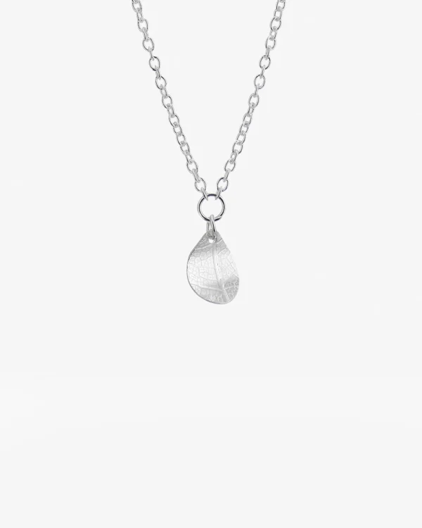 Leaf drop necklace silver