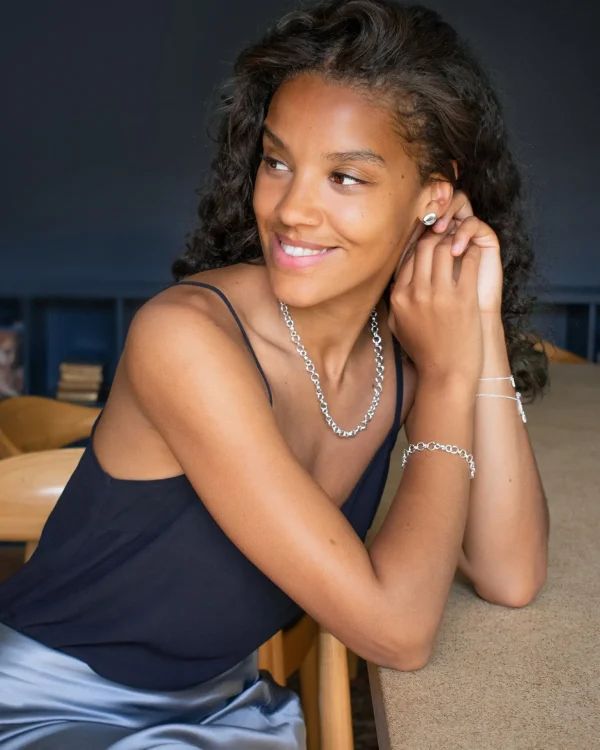Les Amis drop chain necklace silver
