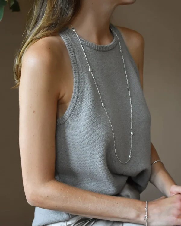 Morning Dew necklace long silver