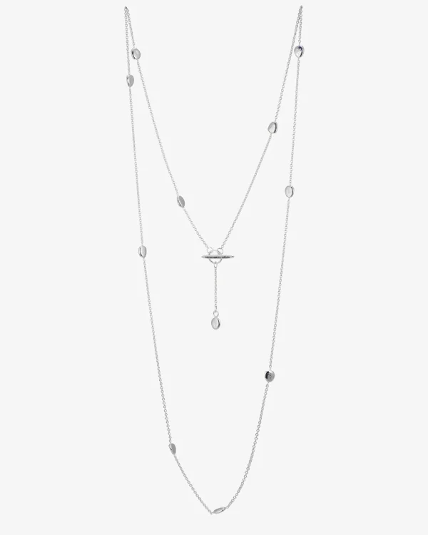 Pebbles necklace long silver