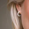 Petite Star pearl hoops silver