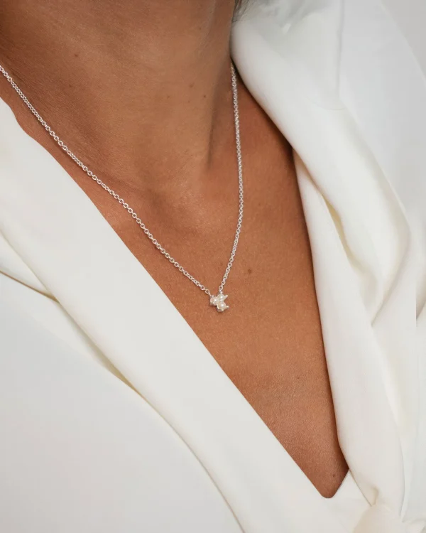 Petite Star pearl necklace silver