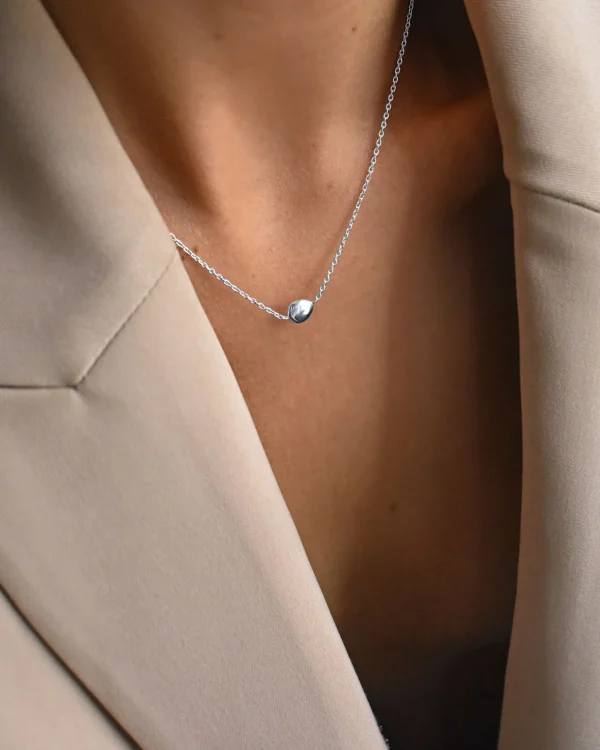 Stardust drop necklace polished silver